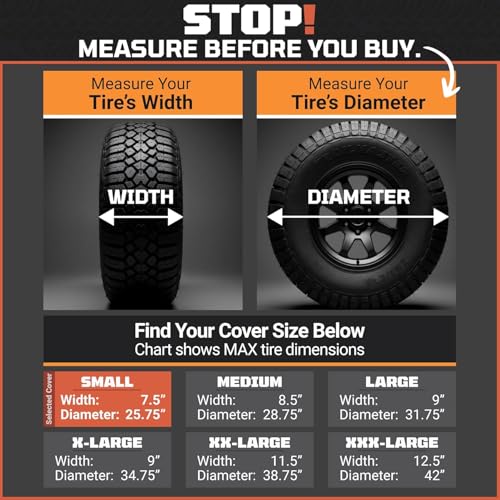 TIRESHIELD PRO Trailer Tire Covers (Set of 2) - Heavy Duty All-Weather UV-Resistant Protective Wheel Covers w/StormLock-System - Year-Round Protection for Your Trailer Tires w/ 23-25.75" Diameter - size: Small - Fits Tire Diameters 23-25.75", style: TIRES