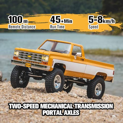 FCX18 FMS 1/18 Chevrolet K10 RC Truck, Officially Licensed 4WD RC Crawler 2 Speeds Switch with LED Lights, Off-Road RC Model for Adults (Red) - color: Red