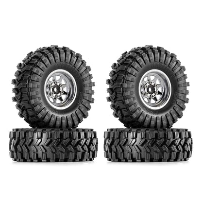INJORA 1.0 Beadlock Wheel Tires Set -3.78mm Offset for 1/18 1/24 RC, Silver - color: Silver