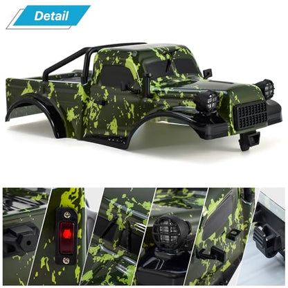 1/18 RC Pickup Truck Body Shell, ABS Impact-Resistant Upgrade for TRX4M Defender/Bronco/Wrangler (Grey) - color: Grey