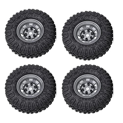 4PCS 1.55 inch 85mm Rubber Terrain Crawler Tires Metal Beadlock Wheel Rims Tires Set Compatible with 1/10 RC Crawler Car Axial AX90069 D90 TF2 Tamiya CC01 LC70 MST JIMNY (Grey) - color: 85mm-gray