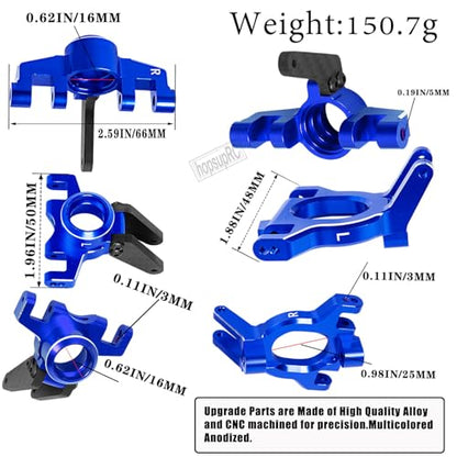 RC Aluminum Suspension Arms Set&Hubs Caster Blocks&Front Steering Block Knuckles&Rear Hubs Upgrades Parts for 1/10 Kraton/Outcast V2 4S BLX,Front Rear Suspension Arms Hops Up,Navy Blue - color: Blue(for 1/10)