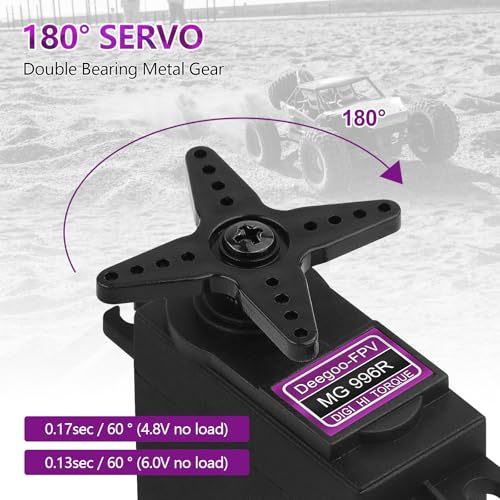 Deegoo-FPV MG996R 55g Metal Gear Digital Servos, 4-Pack | High-torque 55g digital servos with metal gears for RC cars, boats, aircraft, robots and steering mechanisms. - style: MG996R-4pack