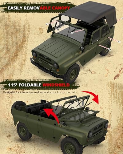 ARRIS WPL C94 UAZ-469 1/12 RC Rock Crawler 4WD Military Truck RTR | Realistic Military Body, Proportional Steering, Off-Road Suspension, Hobby Grade