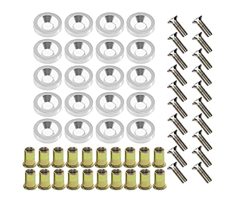20-Piece Engine Dress up Kit: Aluminum Washers, Bolts & Rivet Nuts (Silver) - color: Silver