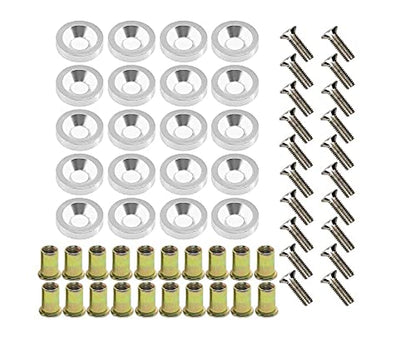 20-Piece Engine Dress up Kit: Aluminum Washers, Bolts & Rivet Nuts (Silver) - color: Silver