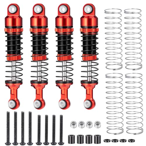 RCLIONS RC Car Shocks 53mm Oil Shock Absorber for Redcat Ascent 1/18th RC Crawler Car Upgrade Parts (Red) - color: Red