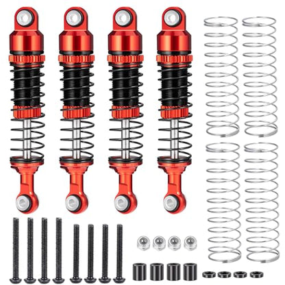 RCLIONS RC Car Shocks 53mm Oil Shock Absorber for Redcat Ascent 1/18th RC Crawler Car Upgrade Parts (Red) - color: Red
