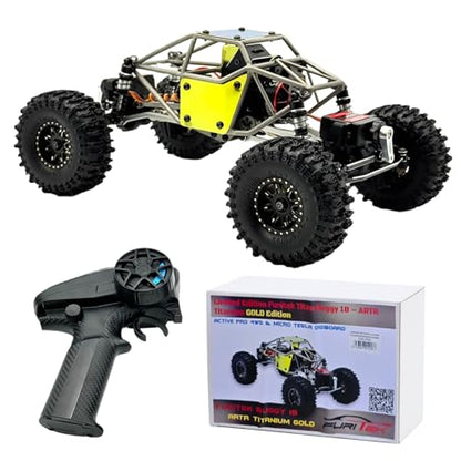 furitek Limited Edition Titan Buggy 18 – RTR Titanium Gold Edition w/Active Pro 4WS & Micro Tesla DigiBoard - Remote Control Car RC Cars for Adults (Gold) - color: Gold