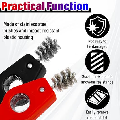 Car Battery Terminal Cleaning Brush,4 in 1 Auto Battery Cleaner (Black+Red) | Anti-Rust Battery Terminals Machine Parts Cleaning Tool with Steel Wire for Plumbing Installation Soldering Brazing - color: Black+red
