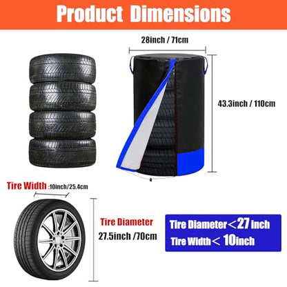 Black/Blue 28-Inch Tire Storage Cover, Dust-Proof Universal Tire Cover | Waterproof & Dust-Proof Universal Tire Storage Cover, Fits Up to 28" Tires for Outdoor Storage - size: 28x34 in, style: Black+Blue