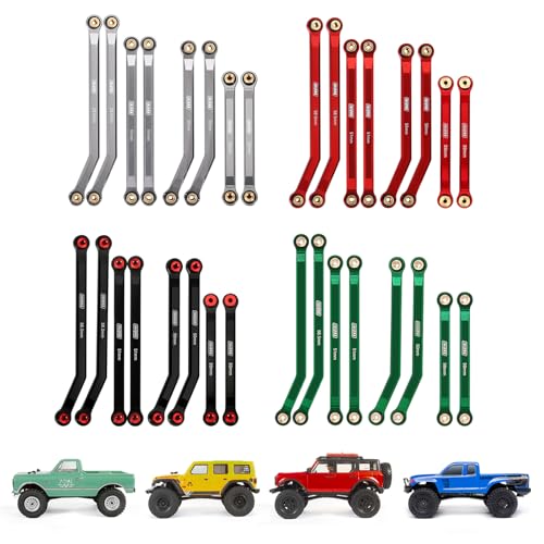 INJORA Aluminum 4 Link Set for SCX24 C10 JLU Bronco Base Camp 4Runner, Red - color: Red