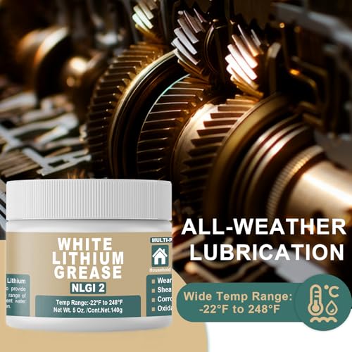 BTAS White Lithium Based Grease for Garage Door Tracks Hinges and Sliding Mechanisms,Bearings & Gears Lubricant Grease, Suitable for Automotive, Marine, Industrial & Household Applications,NLGI 2 5 oz - size: 5 oz