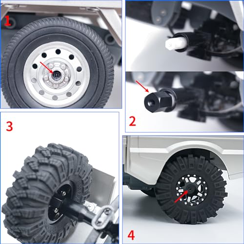 4PCS Aluminum Alloy 5mm to 7mm Wheel Hex Adapter +10mm Extented for 1/10 WPL D12 RC Truck Car 1/24 SCX24 Upgrades