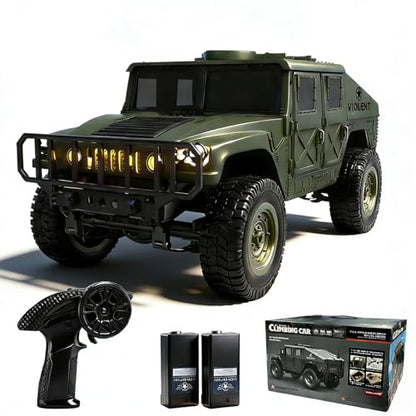 2.4GHz All Terrain RC Military Truck 4WD Remote Control Car Off Road Waterproof with Headlights, Turn Signal Lights and Rechargeable Batteries Vehicle Toy Gifts for Adults Kids Age 8+ (Green) - color: Green