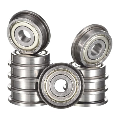 F625ZZ Flanged Ball Bearing, ID 5mm x OD 16mm x Width 5mm Miniature Bearings, Double Metal Shielded Deep Groove Bearings, Pre-Lubricated (GCr15) Chrome Steel 10pcs - size: F625ZZ 5mmx16mmx5mm