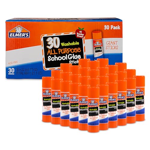 Elmer's All Purpose School Glue Sticks, Washable, 22 Grams, 30 Count - Classroom, Arts & Crafts, #1 Teacher Brand - size: 30 Count, Giant Sticks