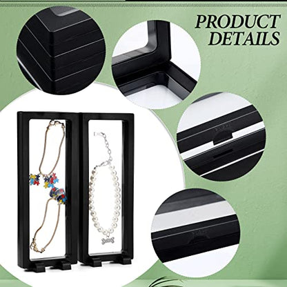 Harloon 12 Pcs 3D Floating Display Case Floating Frame Display Holder Stand Challenge Coin Jewelry Frame Box for AA Medallions Fossil Rock Gemstones Specimen(Black,9.1 x 3.5 x 0.8 Inch,Square Base) - color: Black, size: 9.1 x 3.5 x 0.8 Inch, style: Square