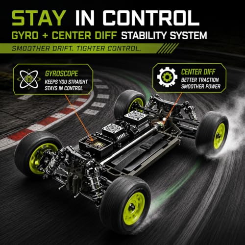 UDIRC 1203PRO 1/12 RC Short Course Truck, 50MPH 3S Brushless Fast RC Car with Gyro and Center Diff for Adults, 4WD All Terrain Desert Truck RTR, 3S Battery Included, 4-Color LED Light System