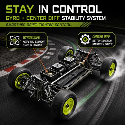 UDIRC 1203PRO 1/12 RC Short Course Truck, 50MPH 3S Brushless Fast RC Car with Gyro and Center Diff for Adults, 4WD All Terrain Desert Truck RTR, 3S Battery Included, 4-Color LED Light System