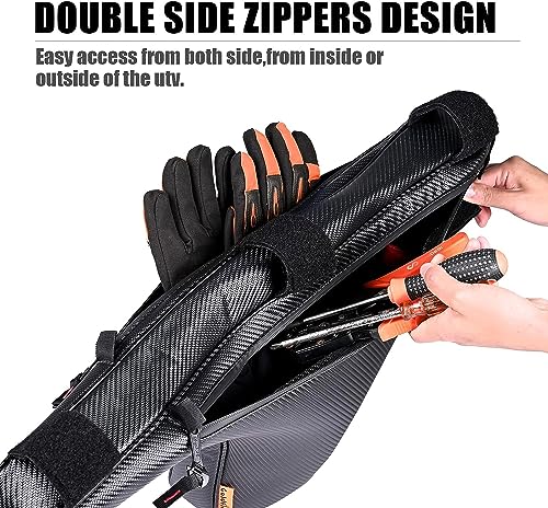 2 Pack UTV Roll Bar Triangle Storage Tool Bags, Double Side Zipper Side by Side Door Bags Roll Bar Gear Bag, Compatible with Kawasaki Teryx KRX 1000 2020-2024 Accessories (Black x2) - color: Black x2