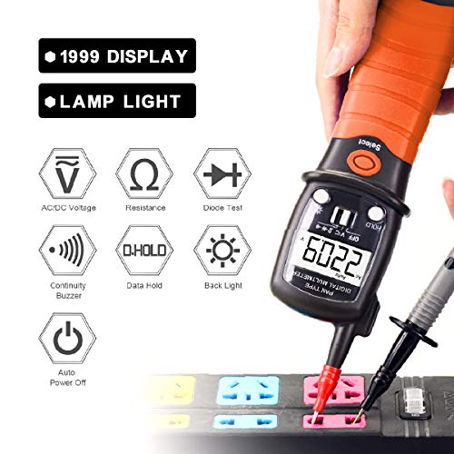 Digital Pen Multimeter AC DC 600V Voltmeter, 60M Ohm Resistance Meter, with Backlit Screen, Continuity Test Auto Power Off Electric DMM Tester BT-38B - color: BT-38B (2000 Counts)