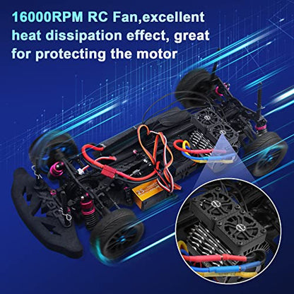 RC Cooling Fan 1/5 16000 High RPM 40mm Twin Motor Cooling Fans | RC Motor Fans w/Metal Heatsink for Diameter 55-58mm Motor Compatible with 1/5 1/6 Scale RC Car Truck