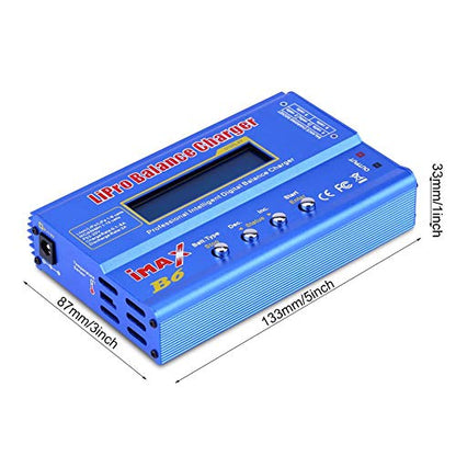 RC Charger, 3Types 80W 1-6S Digital Balance Charger Discharger for Lithium Battery Batteries(Plug)