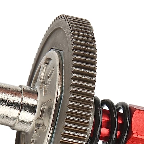 Metal Differential Gear Set, 1/10 RC Car Gear Assembly, Low Noise 91T Slipper Gear with 3 Small Gears, Steel Aluminum Alloy Construction for RC Vehicle Upgrade - color: Red