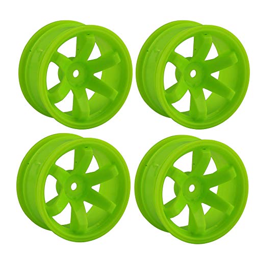 75mm Rubber Tires and 6 Spokes Green Plastic Wheel Rims for 1/10 Scale HSP 94123 HPI Kyosho Tamiya RC On Road Car 1:16 Rally Car (Black) - color: C, Black