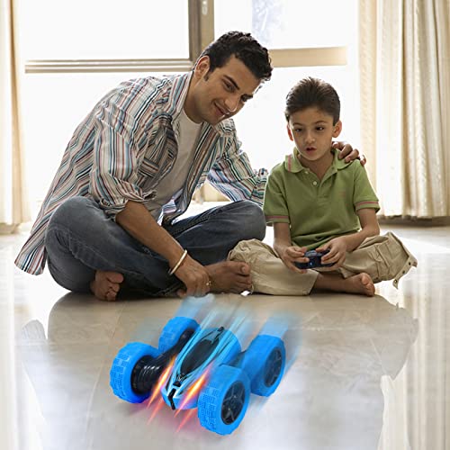 Remote Control Car RC Stunt Car Watch Gesture Sensor Car 4WD Double Sided 360 Degree Rotating Tumbling Rechargeable Car High Speed 2.4GHZ Off Road Hobby RC Toy Cars for Xmas Birthday Gift Adults,Kids - style: Blue