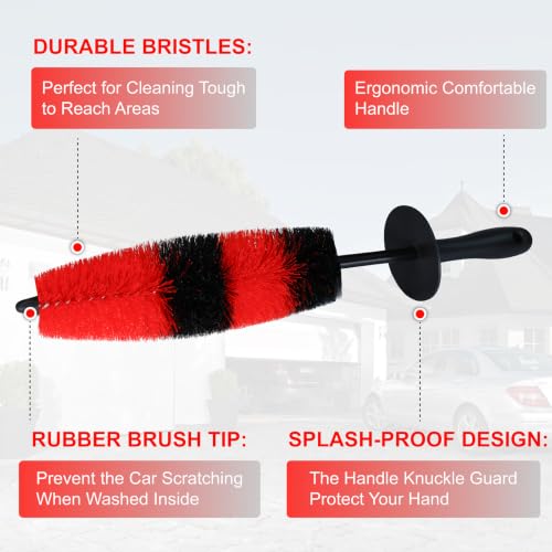 Wheel Brush Soft Bristle Car Tire Detail Cleaning Tool,Tire Brush Suitable for Exhaust Ports, Engines, Behicles, Motorcycles,Cars, Trucks, SUVs, and RVs