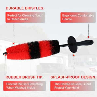 Wheel Brush Soft Bristle Car Tire Detail Cleaning Tool,Tire Brush Suitable for Exhaust Ports, Engines, Behicles, Motorcycles,Cars, Trucks, SUVs, and RVs