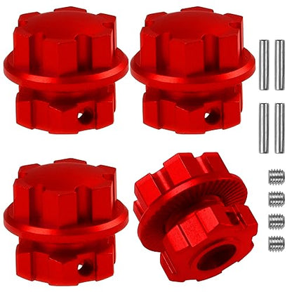 Aluminum 17mm Splined Wheel Hubs Adapter & Nuts #8654 Compatible with Traxxas 1/10 E-Revo 2.0 Maxx & 1/8 Sledge RC Car (Red) - color: Red