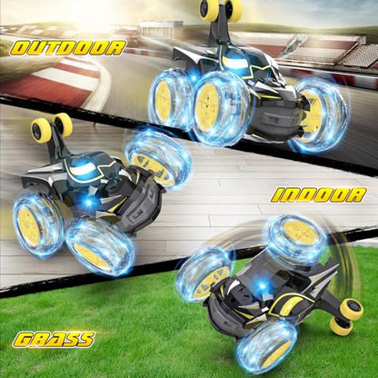 Mafbeanl Remote Control Car Stunt RC Cars 360° Rotating with 2.4GHz Rechargeable Wheel Lights Toys Car Gift for Boys 3 4 5 6 7 8 9 10 11 12 (Black) - color: Black