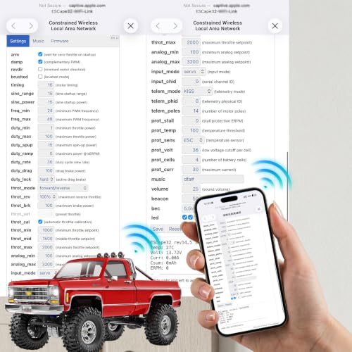Ghost Brushless ESC ESCape32 30A Mini ESC 2-6S with 5A BEC 8.4V Electronic Speed Controller for RC Boat 1/18 1/24 Crawler Car Axial SCX24 TRX4M with ESCape32 WiFi-Link