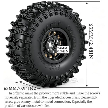 RC 1.0" Beadlock Wheels and Tires for RC Crawler 1/18 TRX4M,1/24 SCX24,Brass 1.0 Beadlock Wheels RC Rims w/ 1.0 Beadlocks Tires Soft Sticky Rubber Tires,4pcs,Style B - style: Style B(4pcs)