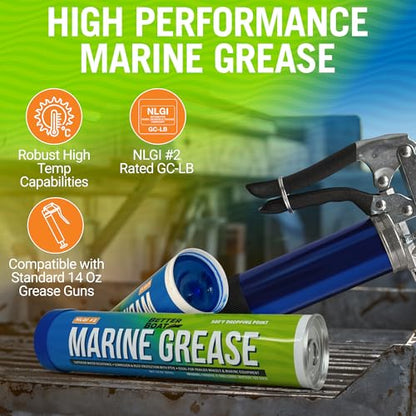 Better Boat Marine Grease Tube, 2 Pack 14 Oz, Waterproof High Temp Trailer Bearing Lubricant, NLGI 2, Compatible with Grease Guns - size: 2PK 14oz