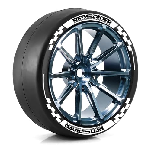REDSPIDER 1/10 RC Drift Aluminum Wheels and Tires, OD 65mm Drift Racing Tires, 12mm Hex for 1:10 Rally Street On Road Touring Car (Titanium)