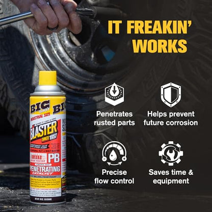 PB Blaster Penetrating Oil Spray, Big Shot 18 oz Aerosol Cans (6-Pack) – Rust Remover & Bolt Loosener for Stuck Nuts, Bolts & Rusted Parts – Penetrating Catalyst for Automotive & Mechanical Use - size: 18oz (6 Pack)