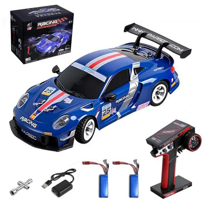 GoolRC WLtoys 284019-A RC Cars, 1:28 Scale Remote Control Car, 4WD 30KM/H High Speed RC Racing Car, 2.4GHz Rally Vehicle with Gyroscope, LED Lights and 2 Batteries for Adults