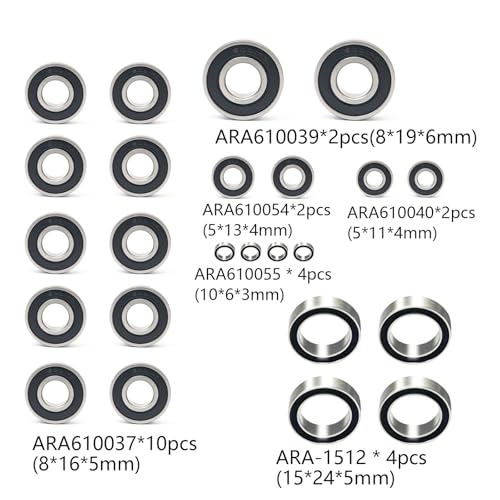 V6 Chassis Stainless Steel Bearing Kit for Arrma 6S 1/8 Notorious V6/Kraton | V6/Kraton EXB V6,Smooth Bearings Set RC Upgrades Replace Part,24PCS