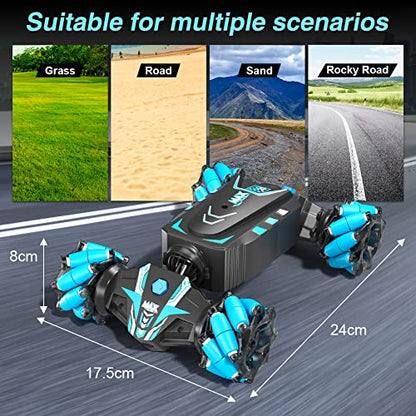 Axirata Remote Control Car Hand Controlled Gesture Sensing RC Stunt Car | RC Twist Car with Spray & Lights & Music for Kids 6-13 Year Old 4WD 2.4GHz Off-Road 360° Rotation Toy Car Gift for Boys Girls