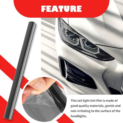12×47 Inch Car Headlight Tint Film,Self-Adhesive Tail Light Tint Film Kit with Squeegee & Cutter,Universal Taillight Tints Films Automotive Exterior Accessories for Car Fog (Light Gray) - color: Light Gray