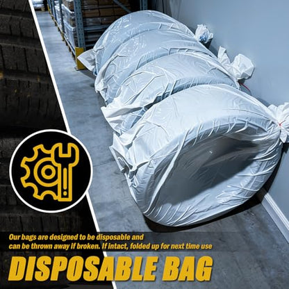 4PCS Extra Large Car Tire Bags for Storage,LDPE Disposable Car Tire Storage Bags for Easy Storages and Transportation of Tires,Dustproof & Tear Resistant Tires Covers for Cars