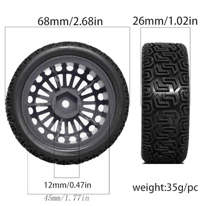 1/10 RC On-Road tires 68mm Rally Car Tire and Plastic Wheels 12mm Hex good drifting power for 1/10 RC On-Road Touring Drift Car HPI Kyosho FAZER MK2 HSP Tamiya XV01 TT01%t054+1 (Grey) - color: Grey