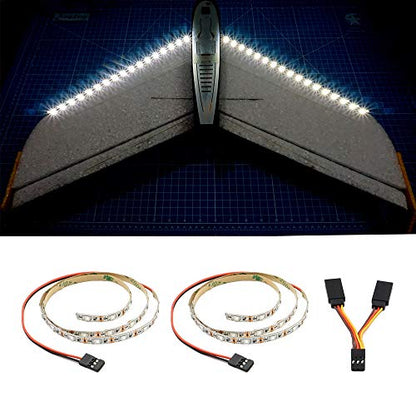 LED Light Strip for RC Fixed Wing Airplane Flying Wing Plane AR Wing Drone Model Car Truck (White) - color: White