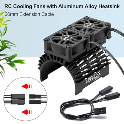 OGRC Dual 30mm RC Cooling Fans 27000 RPM 1/7 1/8 40/42mm Dia Motor Heatsink | Metal Cover, Fits 4068 4274 Series Brushless Motor