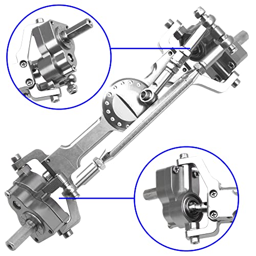 Aluminum Alloy Front Rear Portal Axle Upgrade Part Compatible with MN Model MN99S MN98 D90 D91 D99 D99S MN90 1/12 RC Car (Silver) - color: Silver