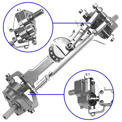Aluminum Alloy Front Rear Portal Axle Upgrade Part Compatible with MN Model MN99S MN98 D90 D91 D99 D99S MN90 1/12 RC Car (Silver) - color: Silver